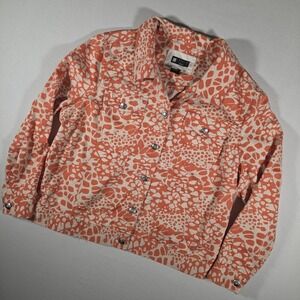 Carole Little Jacket Womens Size 1X Orange Beige Animal Print